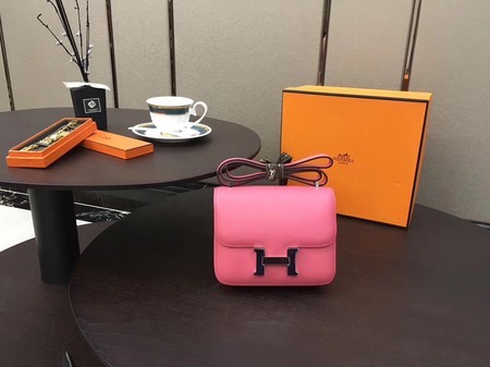 High Quality Hermes Constance Original Leatehr mini Shoulder Bag 8006 rose JH01620GY92