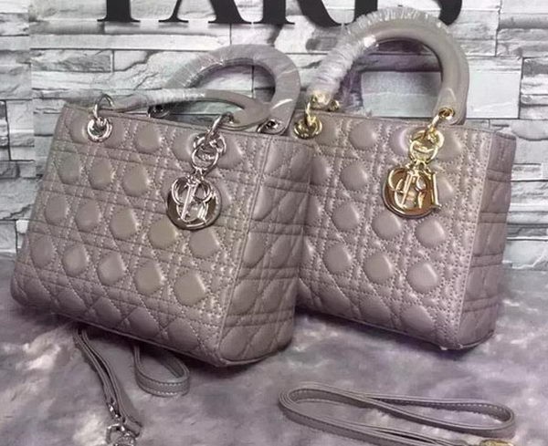High Quality Imitation Dior Small Lady Dior Bag Sheepskin Leather CD6322 Grey JH07425YP94