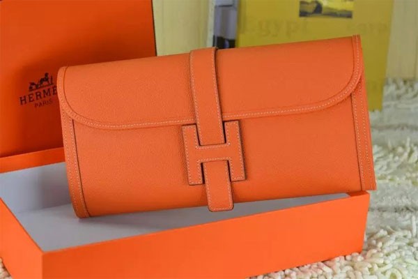 High Quality Replica 2015 hermes jige elan long clutch bag epsom leather orange 509058 JH01882tp21