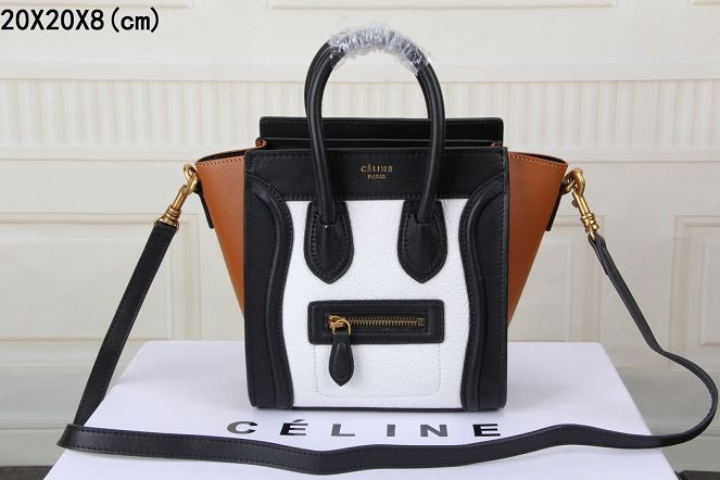 Imitation 2015 Celine nano bag original leather 3308 white&black&brown JH06390PU57