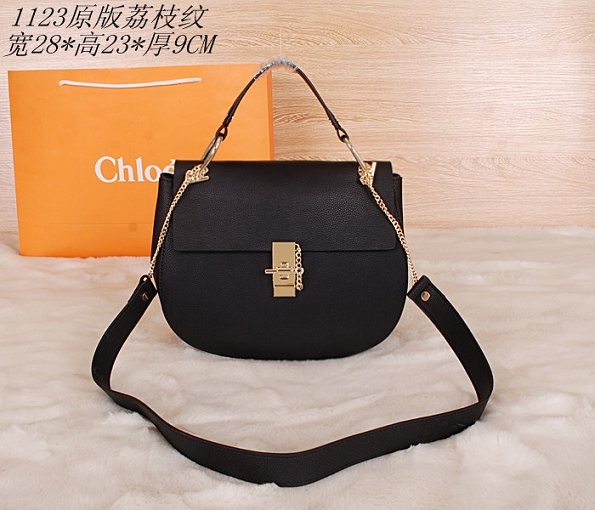 Imitation 2015 Chloe new models original litchi grain 1123 black JH08983ox12