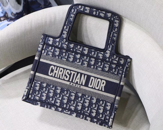 Imitation AAA DIOR TOTE BAG IN EMBROIDERED CANVAS C1288 blue JH07177Qz50