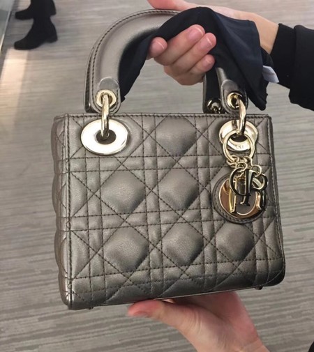 Imitation AAAAA MINI LADY DIOR-TAS VAN LAMSLEER CAL44500 Silver gray JH07234Af81
