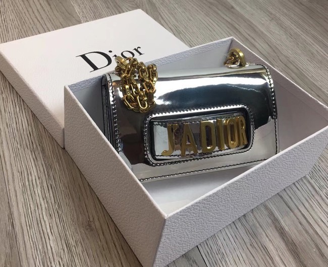 Imitation Cheap MINI Jadior flap bag metallic mirror calfskin M9002 silver JH07496wG78