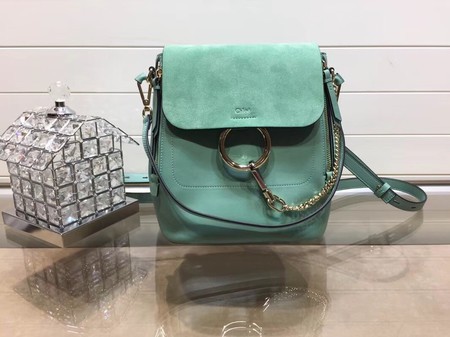 Imitation Chloe Faye original suede leather Backpack C4756 green JH08906aM93