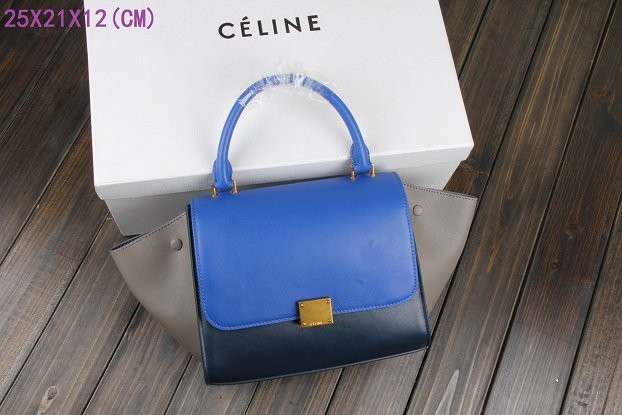 Imitation Designer 2015 Celine classic original leather 3345-1 brilliant blue&dark blue&gray JH06554Ss68