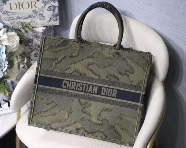 Imitation DIOR BOOK TOTE BAG IN EMBROIDERED CANVAS C1286 green JH07075LQ13