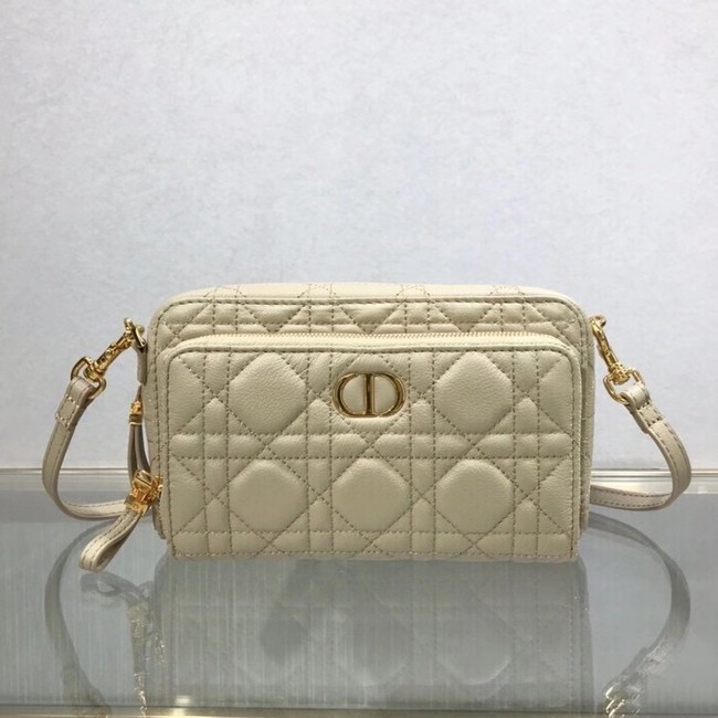 Imitation DIOR CARO DOUBLE POUCH Supple Cannage Calfskin S5037U Beige JH06774hu72