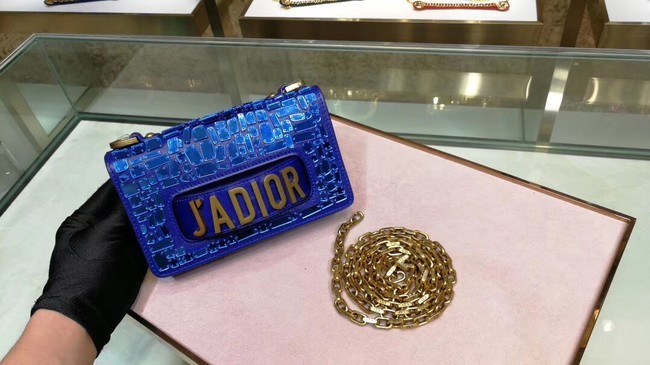 Imitation DIOR WITH CHAIN SMOOTH CALFSKIN EMBROIDERED WITH A MOSAIC OF MIRRORS M900 blue JH07455vW26