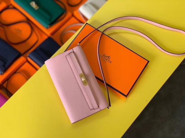 Imitation Hermes Original kelly espom leather to go woc Bag H4087 light pink JH01212sS26