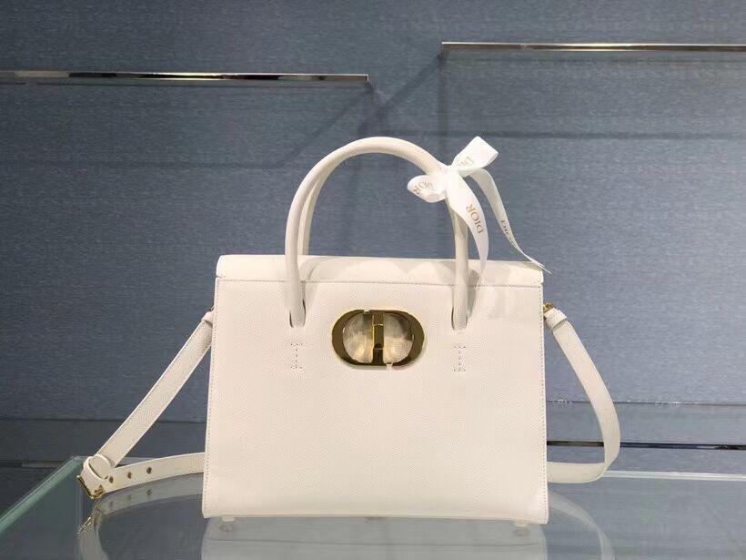 Imitation Luxury DIOR LARGE ST HONORE TOTE Grained Calfskin M9306UBAE WHITE JH06839VD53