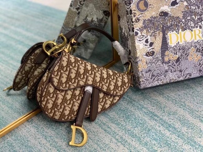 Imitation SMALL SADDLE BAG Dior Oblique Embroidered M1296ZW Brown JH06894dm74