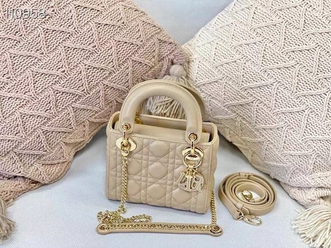 Imitation Top MINI LADY DIOR BAG Cannage Lambskin M0505OC Beige JH06689eP47
