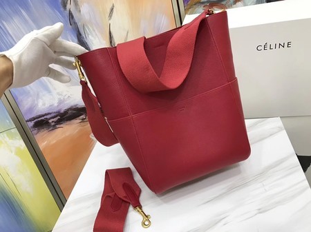 Knockoff 1:1 Celine SEAU SANGLE Original Calfskin Leather Shoulder Bag 3369 red JH06220Pf97