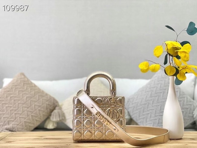 Knockoff 1:1 LADY DIOR MY ABCDIOR BAG gold Cannage Lambskin M0538O JH06810Pf97