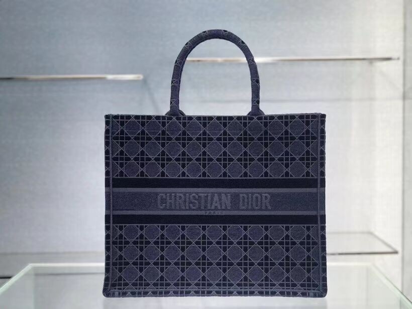 Knockoff AAA DIOR BOOK TOTE blue Dior Cannage Embroidered Velvet M1286Z JH06862nQ90