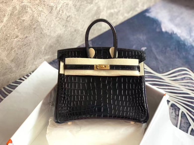 Knockoff AAA Hermes Birkin Bag Original Leather crocodile HBK35 black JH01192nQ90
