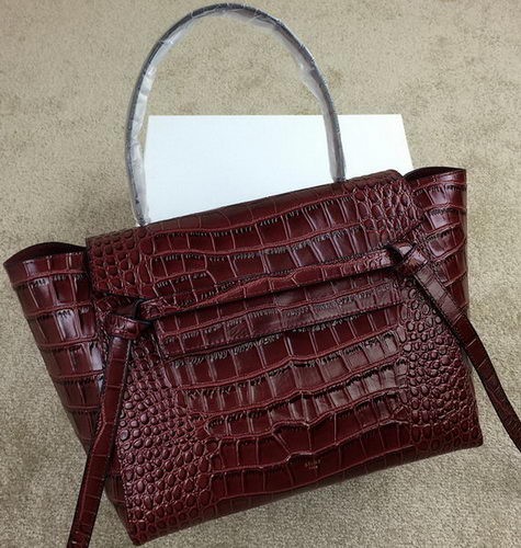 Knockoff Celine Belt Bag Original Croco Leather CL98312M Burgundy JH06012Tm92