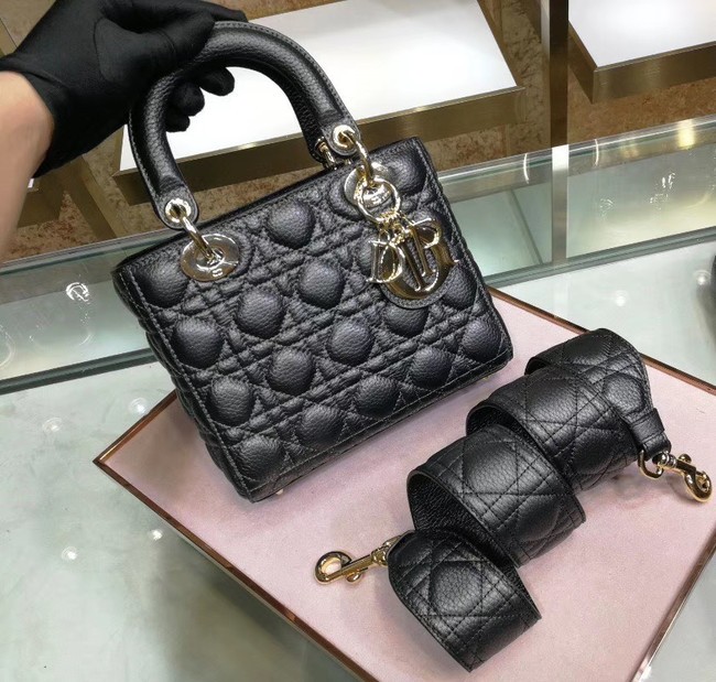 Knockoff Dior MINI LADY DIOR CALFSKIN BAG M0574 black JH07072Nf40