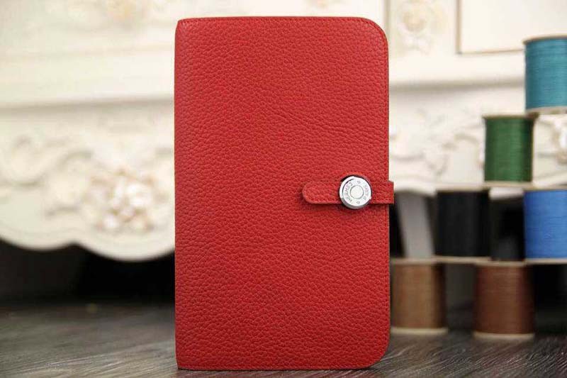Knockoff Luxury 2015 Hermes new model original leather clutch 6648 red JH01809Pd89