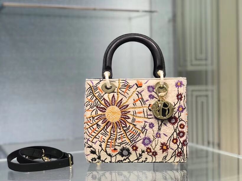 LADY DIOR DIOR TOTE EMBROIDERED CANVAS BAG CA0111-2 JH06937NE93