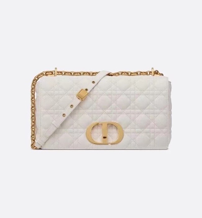 LARGE DIOR CARO BAG Soft Cannage Calfskin M9243U white JH06818Sy67