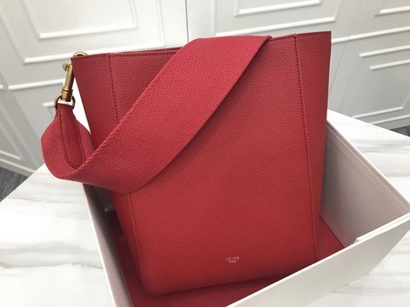 Luxury Celine Seau Sangle Original Calfskin Leather Shoulder Bag 3370 Cherry JH06121Kv15