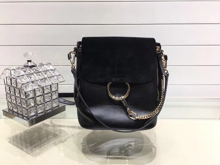 Luxury Chloe Faye original suede leather Backpack C4756 black JH08909ze26