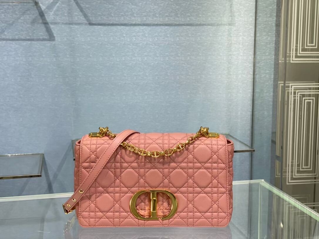 Luxury MEDIUM DIOR CARO BAG Soft Cannage Calfskin M9242 rose JH06742hU18