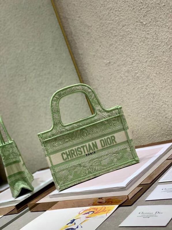 MINI DIOR BOOK TOTE Embroidery S5475Z green JH06752Oj66
