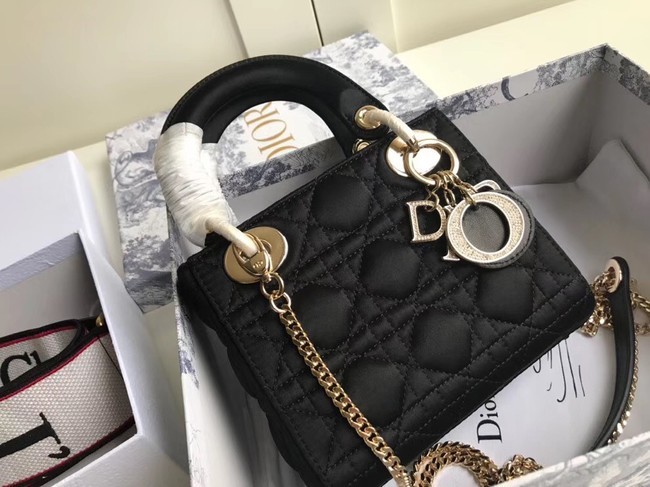 MINI LADY DIOR SATIN BAG M424 black JH07200jz22
