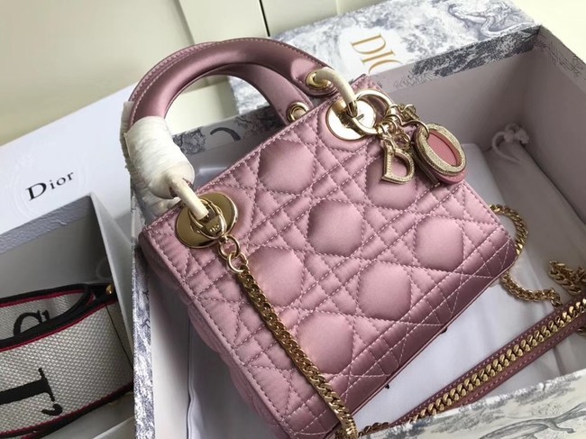 MINI LADY DIOR SATIN BAG M424 Pink Purple JH07201WA43