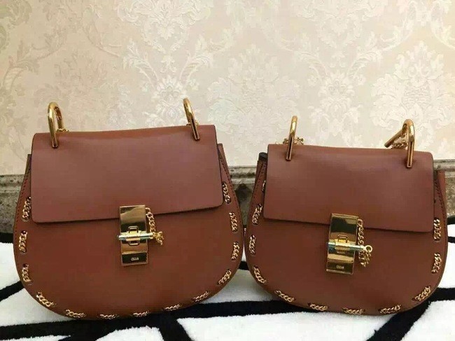 New 2015 Chloe Drew Shoulder Bags Original Leather 20828 Brown JH08958Dx33