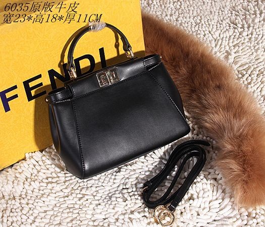 Newest 2015 Fendi original leather 6035 black JH08793Yj44