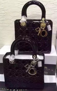 Replica 1:1 Dior Small Lady Dior Bag Patent Leather CD5502 Black JH07439td34