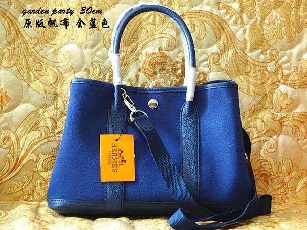 Replica 2015 Hermes 30cm original canvas bag garden 3193 blue JH01784Yp41