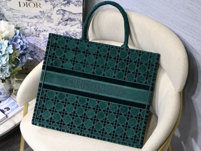 Replica AAAAA DIOR BOOK TOTE green Cannage Embroidered Velvet M1286Z JH06885st72