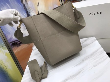 Replica Celine SEAU SANGLE Original Calfskin Leather Shoulder Bag 3369 Light gray JH06218lx86