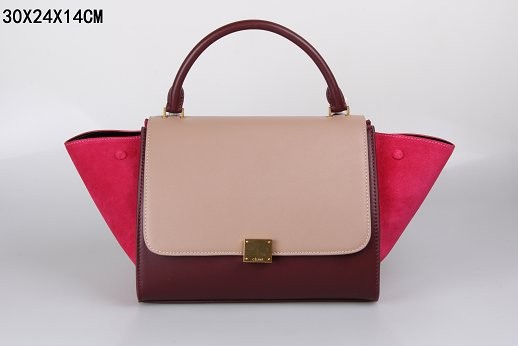 Replica Celine Trapeze Bag Original Leather 3342-1 light pink&purplish red&red JH06500Ny84