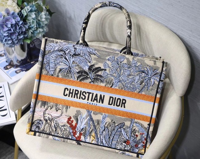 Replica DIOR BOOK TOTE BAG IN EMBROIDERED CANVAS C1287 blue JH07180rH96