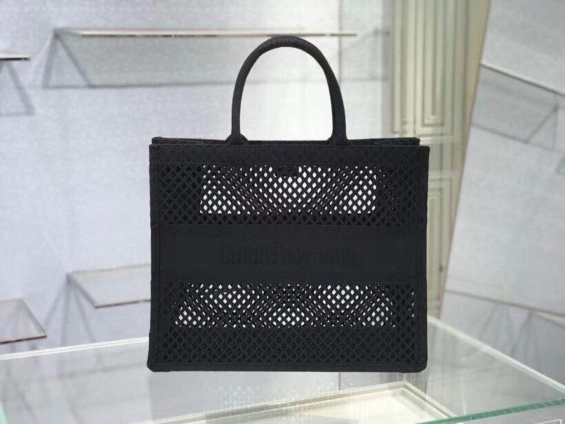 Replica DIOR BOOK TOTE Black Mesh Embroidery M1286ZW JH06856Ix48