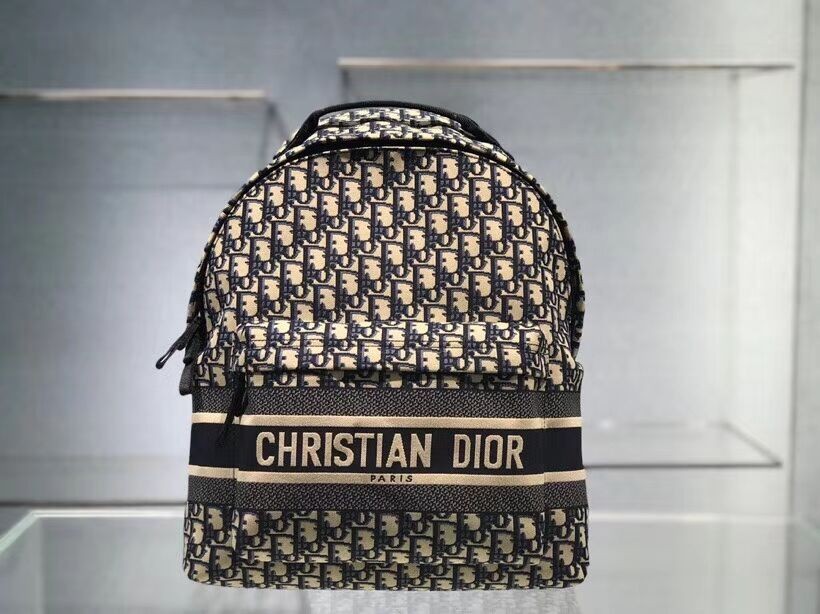 Replica Dior original canvas knapsack CR2025 blue JH06934qE46