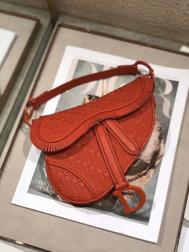 Replica Dior SADDLE BRAIDED LEATHER STRIPS WITH FRINGE BAG M900 orange JH07111dI37