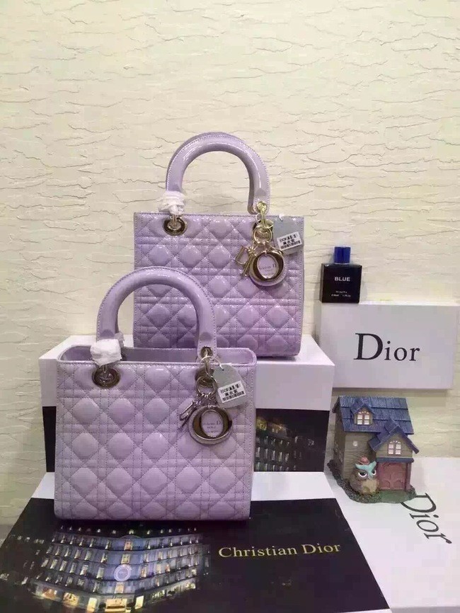 Replica Dior Small Lady Dior Bag Patent Leather 5502 Light Purple JH07667mL47