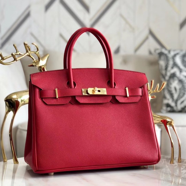 Replica Fashion Hermes original Epsom Leather HB35O red&gold Metal JH01250Wi77
