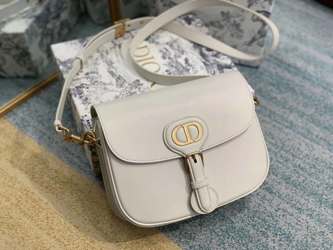 Replica MEDIUM DIOR BOBBY BAG Box Calfskin M9319 white JH06956vJ33