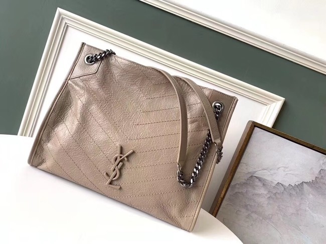 Replica SAINT LAURENT NIKI MEDIUM SHOPPING BAG IN CRINKLED VINTAGE LEATHER 5814 Chestnut JH07855XB19