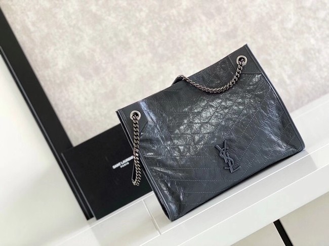 Replica SAINT LAURENT NIKI MEDIUM SHOPPING BAG IN CRINKLED VINTAGE LEATHER 5814 dark grey JH07716Ha32