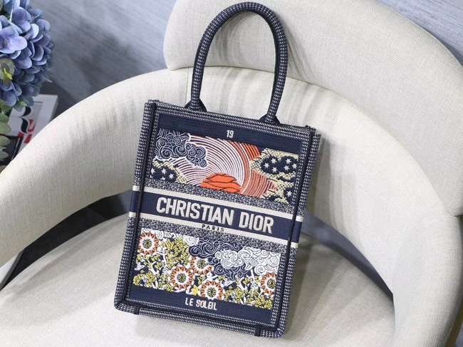 Replica SUN VERTICAL DIOR BOOK TOTE TAROT EMBROIDERED CANVAS BAG M1272Z-1 JH07122tp14