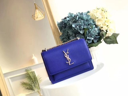 Replica Yves Saint Laurent Original Leatehr mini Shoulder Bag 8004 blue JH08271QT16